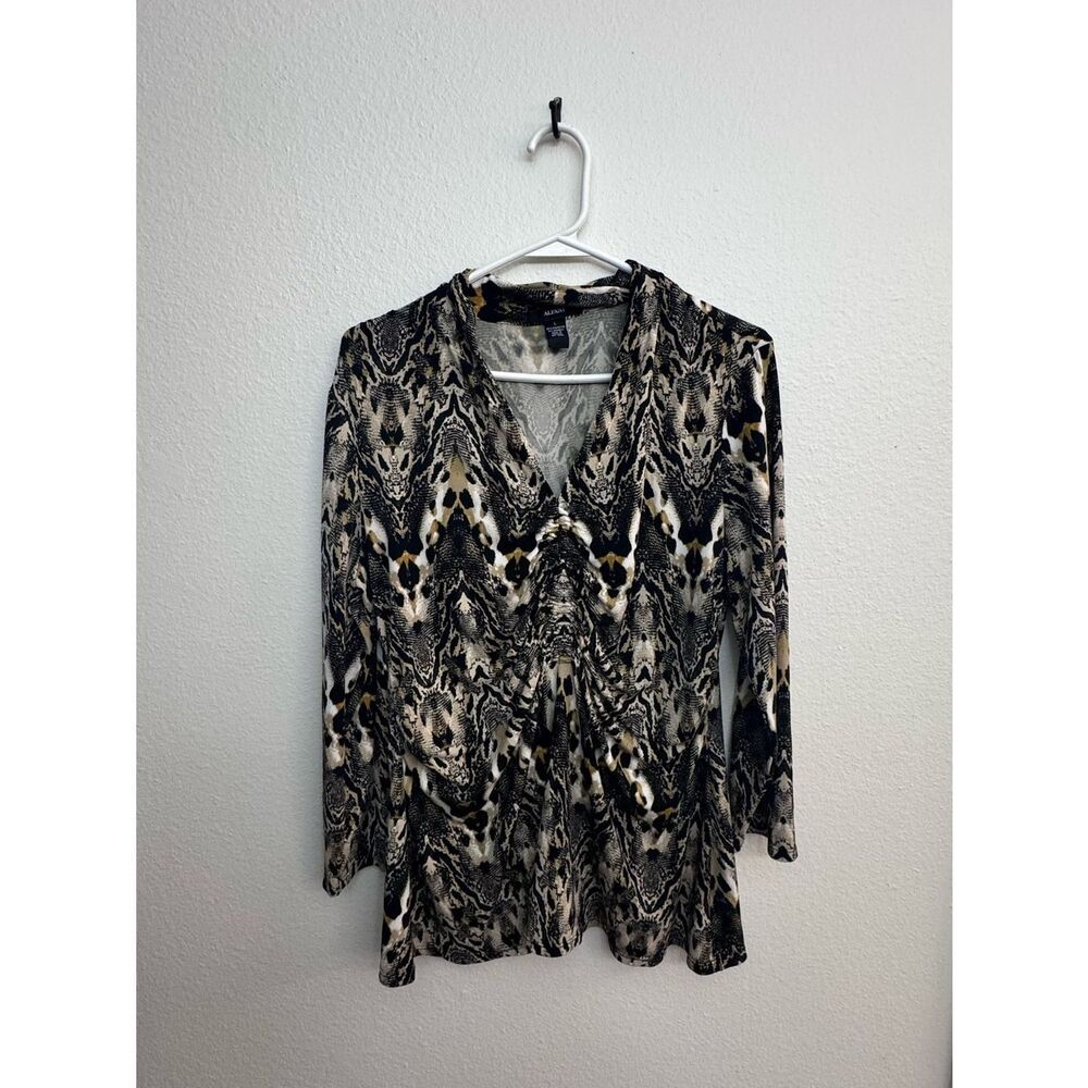 Alfani Rouched Animal Print Top - Large